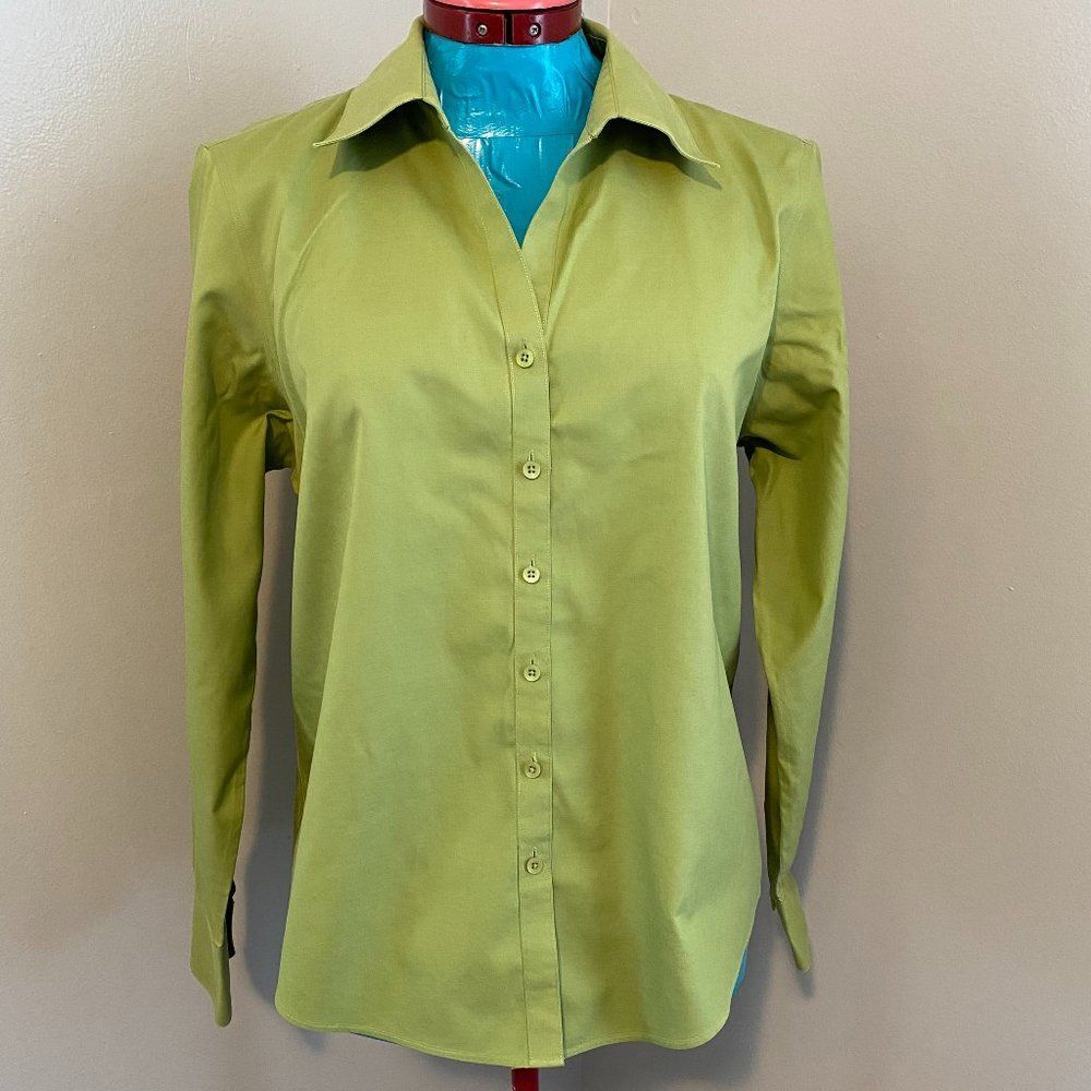Talbots Petites Classic Cotton Long Sleeve Button Down Womens Shirt Size 14P